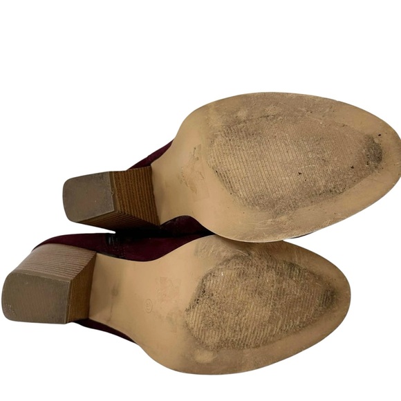 Faux Suede Heeled Ankle Boots Booties Charlotte Russe Haro Dark Wine Women’s 10 - Picture 6 of 10